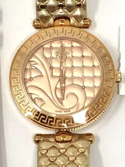 Pre-owned Versace Women's Vanitas Swiss Made Diamond Accented Watch Gold Vk7200014
