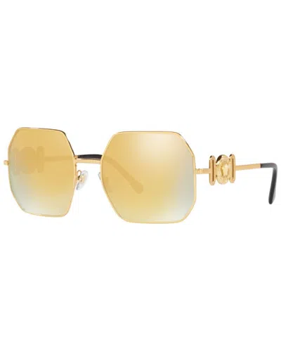 Versace Brown Mirror Gold Irregular Ladies Sunglasses Ve2248 10027p 58