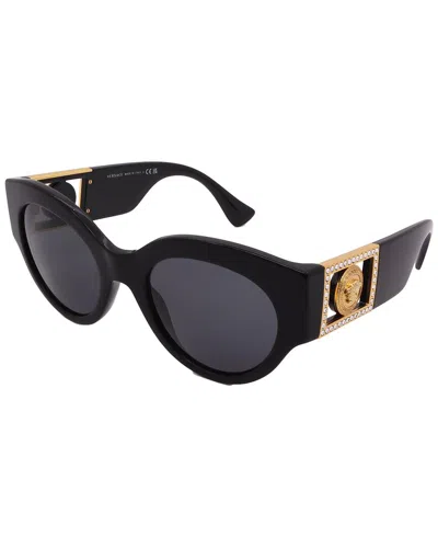 Versace Women's Ve4438b-gb1-87 Fashion 52mm Black Sunglasses In Black / Dark / Gold / Gray / Grey
