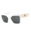 Versace Logo-embossed Square-frame Sunglasses In White