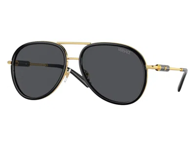 Pre-owned Versace Women's  Aviator Sunglasses Gray In Black (ve2260 100287)