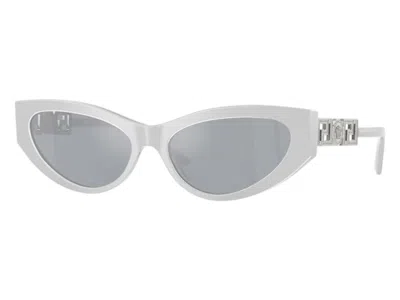 Pre-owned Versace Women's  Cat Eye Sunglasses Bluemirror Silversilversilver In Pearl Grey (ve4470b 54741u) In Gray
