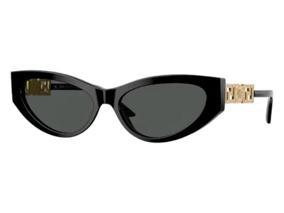 Pre-owned Versace Women's  Cat Eye Sunglasses Gray In Black (ve4470b Gb1/87)
