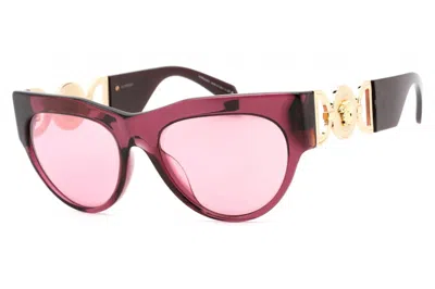 Pre-owned Versace Women's  Cat Eye Sunglasses In Bordeaux/mauve (ve4440u/5263a4)