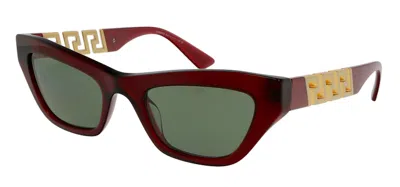 Pre-owned Versace Women's  Cateye Sunglasses In Transparent Red/green (0ve4419 388/2)