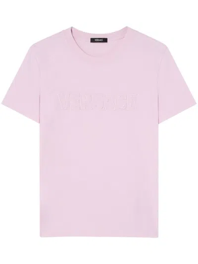 Versace Women `` Fringed Logo Embroidery T-shirt