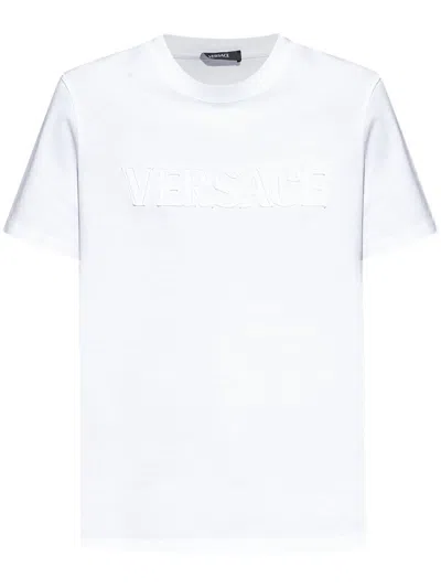 Versace Women `` Fringed Logo Embroidery T-shirt