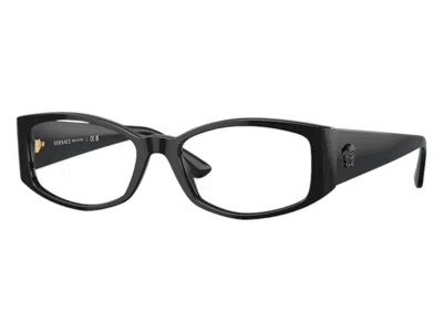Pre-owned Versace Women's  Geometric Eyeglasses Clear In Black (ve3343 Gb1)