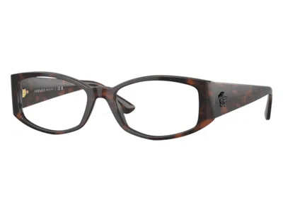 Pre-owned Versace Women's  Geometric Eyeglasses Clear In Havana (ve3343 5429) In Brown