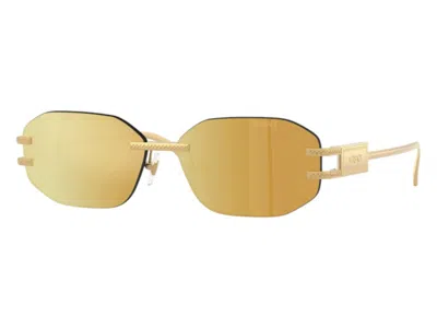 Pre-owned Versace Women's  Geometric Sunglasses Browngoldbrownmirror Gold In Gold (ve2274 10027p)