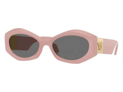 Pre-owned Versace Women's  Geometric Sunglasses Gray In Pink (ve4466u 546387)
