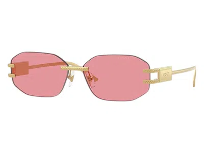Pre-owned Versace Women's  Geometric Sunglasses Pink In Gold (ve2274 100284)