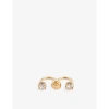 VERSACE VERSACE WOMEN'S VERSACE GOLD CRYSTAL CRYSTAL MEDUSA ROUND GOLD-TONED METAL CUFF RING