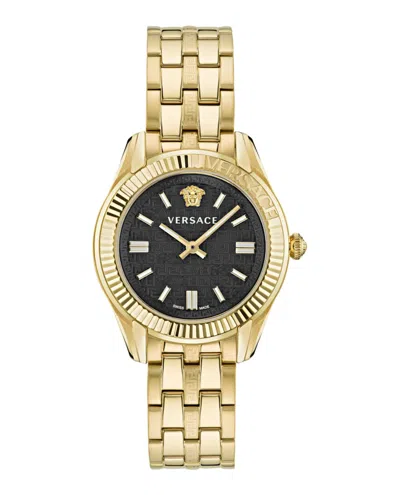 Pre-owned Versace Women's  Greca Time Ve6c00623 Watch In Stainless Steel