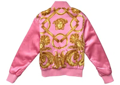 Pre-owned Versace Women's  Medusa Back Print Zipup Jacket In Pink