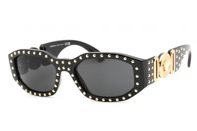 Pre-owned Versace Women's  Medusa Biggie Sunglasses In Black/gold Studded (ve4361/539787)