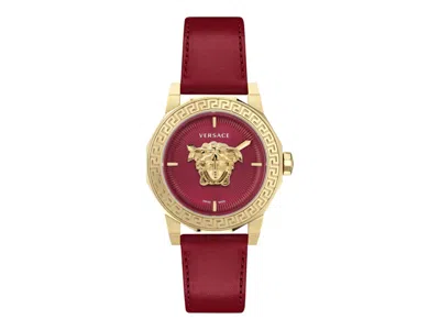 Pre-owned Versace Women's  Medusa Deco Leather Ve7b00123 Watch In Stainless Steel In Silver