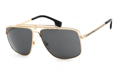 Pre-owned Versace Women's  Medusa Focus Sunglasses In Gold/dark Grey (ve2242/100287)