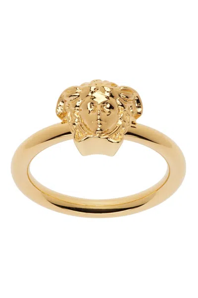 Pre-owned Versace Women's  Medusa Head Ring In Gold