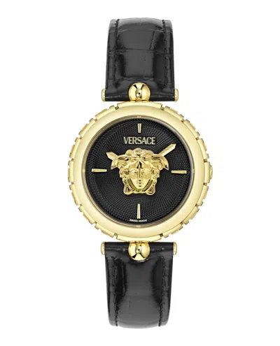 Pre-owned Versace Women's  Medusa Heritage Leather Ve9d00124 Watch In Stainless Steel In Silver
