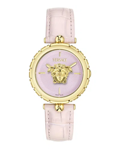 Pre-owned Versace Women's  Medusa Heritage Leather Ve9d00224 Watch In Stainless Steel In Silver