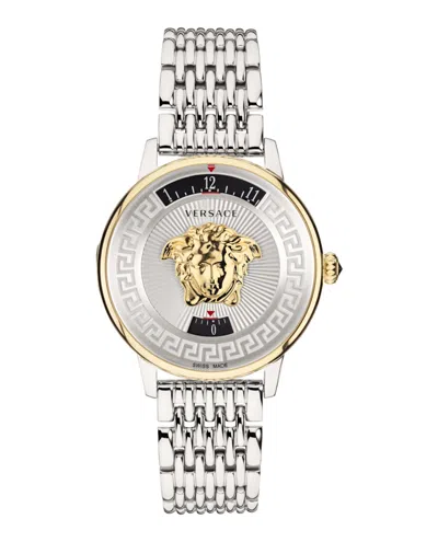 Pre-owned Versace Women's  Medusa Icon Vez200321 Watch In Stainless Steel