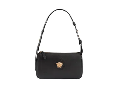 Pre-owned Versace Women's  Medusa Logo Hobo Shouder Bag In Black