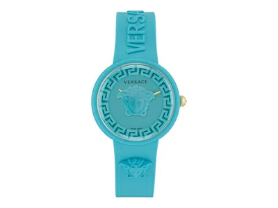Pre-owned Versace Women's  Medusa Pop Silicone Ve6g00423 Watch In Stainless Steel In Silver