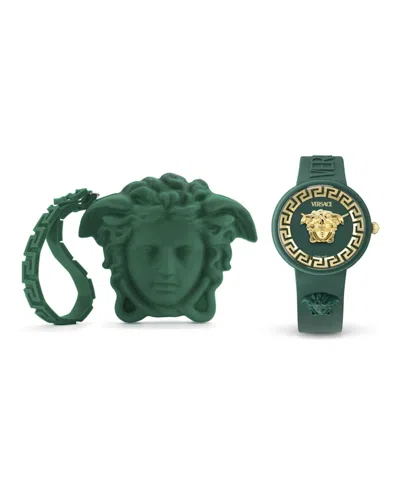 Pre-owned Versace Women's  Medusa Pop Silicone Ve8j00424 Watch In Stainless Steel In Silver