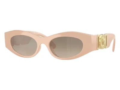 Pre-owned Versace Women's  Oval Sunglasses Brown/grey/brownmirror In Nude (ve4480u 54946i)