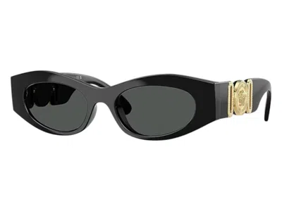 Pre-owned Versace Women's  Oval Sunglasses Gray In Black (ve4480u Gb1/87)