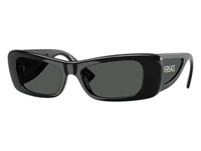 Pre-owned Versace Women's  Oval Sunglasses Gray In Black (ve4481 Gb1/87)