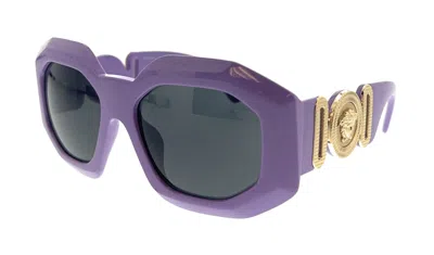 Pre-owned Versace Women's  Oval Sunglasses In Violet (0ve4424u 536687)