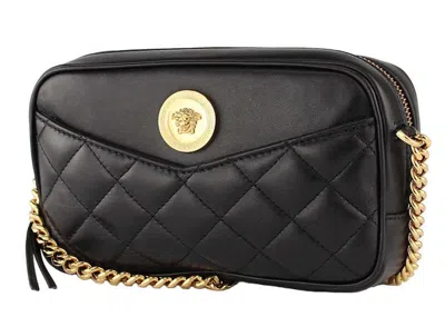 Pre-owned Versace Women's  Quilted Leather Small Camera Bag In Black