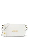Versace Tag Mini Flap Leather Shoulder Bag In White