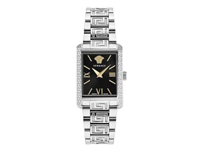 Pre-owned Versace Women's  Tonneau Ve1c00822 Watch In Stainless Steel In Silver