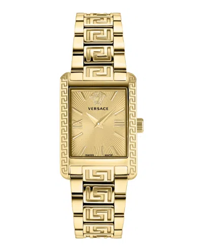 Pre-owned Versace Women's  Tonneau Ve1c01324 Watch In Stainless Steel