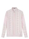 Versace Treasure Foulard Silk Twill Formal Shirt In Pink & Purple