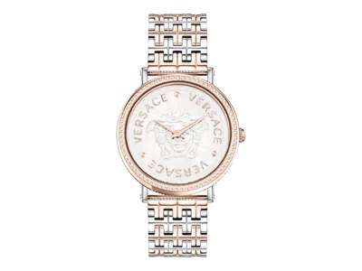 Pre-owned Versace Women's  V Dollar Veqx00722 Watch In Stainless Steel