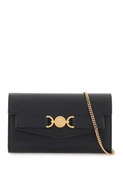 Versace Women's Versatile Mini Leather Handbag With Custom Medusa Design In Black