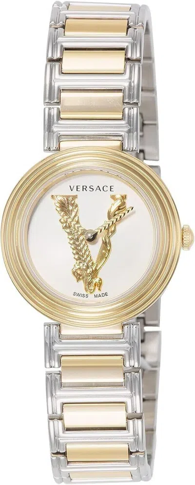 Pre-owned Versace Women's Vet300721 Virtus Swiss Made Two Tone Stainless Steel 28mm Watch