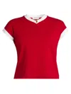 Versace Cotton V Neck Top Short Sleeves Buttons In Multi
