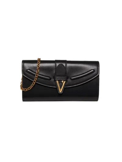 Versace Women's V-logo Leather Wallet-on-chain Bag