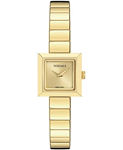 Versace Women's V-square Petite Silver Stainless Steel Bracelet Watch 18x18mm In Gold