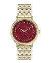 Versace V-dollar Bracelet Watch With Red Guilloche Dial In Gold