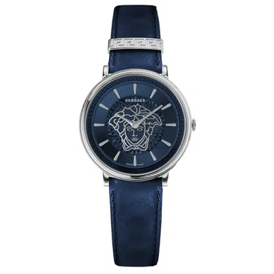 Pre-owned Versace Ladies Watch Wristwatch V-circle Ve8101619 Leather