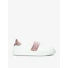 Versace Womens  Greca Crystal-embellished Leather Trainers In White/comb