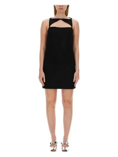VERSACE WOMEN'S WOOL BLEND STRAIGHT MINI DRESS WITH CUT-OUT