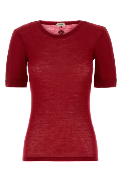 Versace Women's Wool T-shirt With Embellished Detail In Red