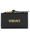 Versace Women Zippered Card Holder In Black
